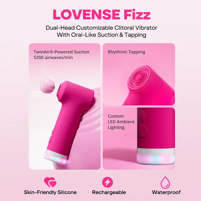 Lovense Fizz máy kích thích âm vật 2 đầu hút và vỗ nhịp