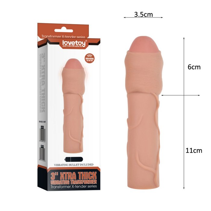 Bao đôn Lovetoy 6 phân rung ở đầu bằng silicone mềm mịn tăng kích thước cho nam