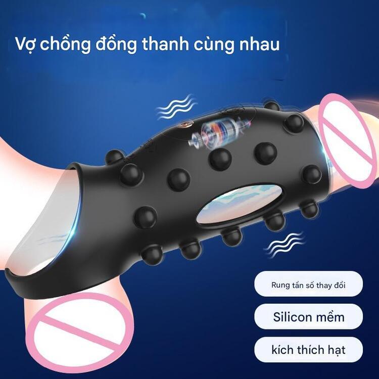 Bao đ&ocirc;n kh&uacute;c gai rung sạc Manno kết hợp v&ograve;ng rung kh&oacute;a tinh silicon y tế cao cấp