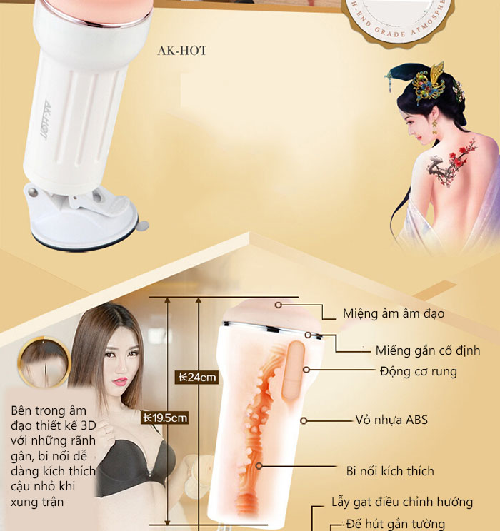 Ruột silicone 3D bi gân nổi của AK HOT kích thích mạnh