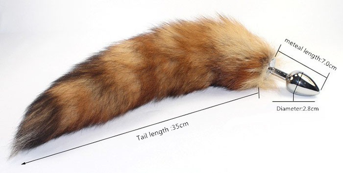 Plug hậu m&ocirc;n hợp kim k&egrave;m đu&ocirc;i chồn d&agrave;i 35cm cho nam v&agrave; nữ