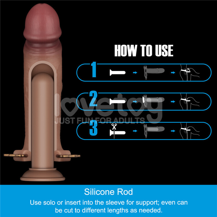 dương vật giả Lovetoy Enhanced k&egrave;m thanh silicon đa năng