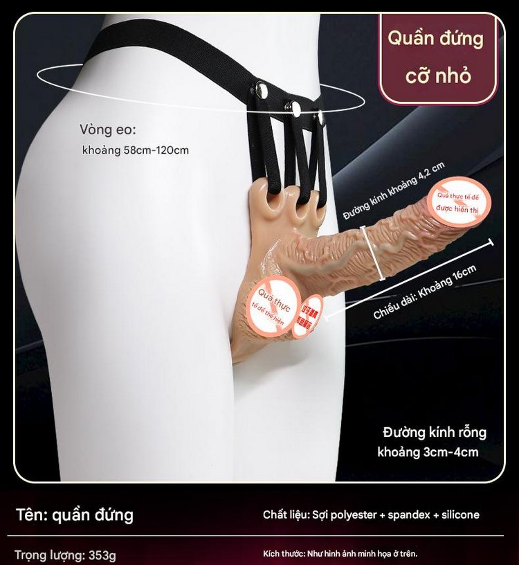 Dương vật đai đeo rỗng ruột cho nam size nhỏ 16cm đai đeo chắc chắn