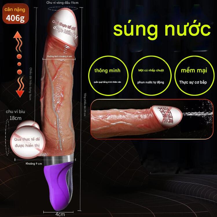 Dương vật silicon si&ecirc;u mềm rung thụt bắn tinh như thật Jiuai cao cấp