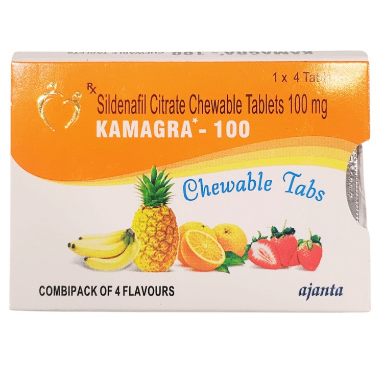 kamagra 100 chewable tablets hộp 4 vi&ecirc;n ch&iacute;nh h&atilde;ng ấn độ