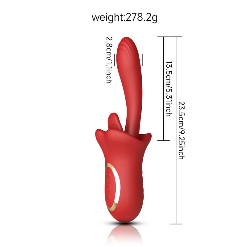 k&iacute;ch thước lưỡi liếm k&eacute;p silicon d&agrave;i 23.5cm thiết kế c&ocirc;ng th&aacute;i học