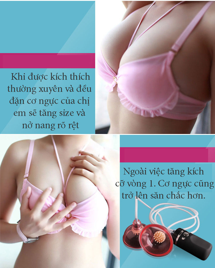 Bộ máy hút chân không làm to vòng 1 kèm chức năng rung massage, sử dụng 3 pin AA tiện lợi.
