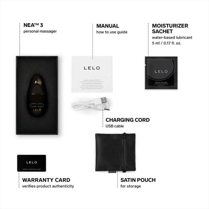 Máy rung LELO NEA 3 pin sạc USB kèm túi bảo quản