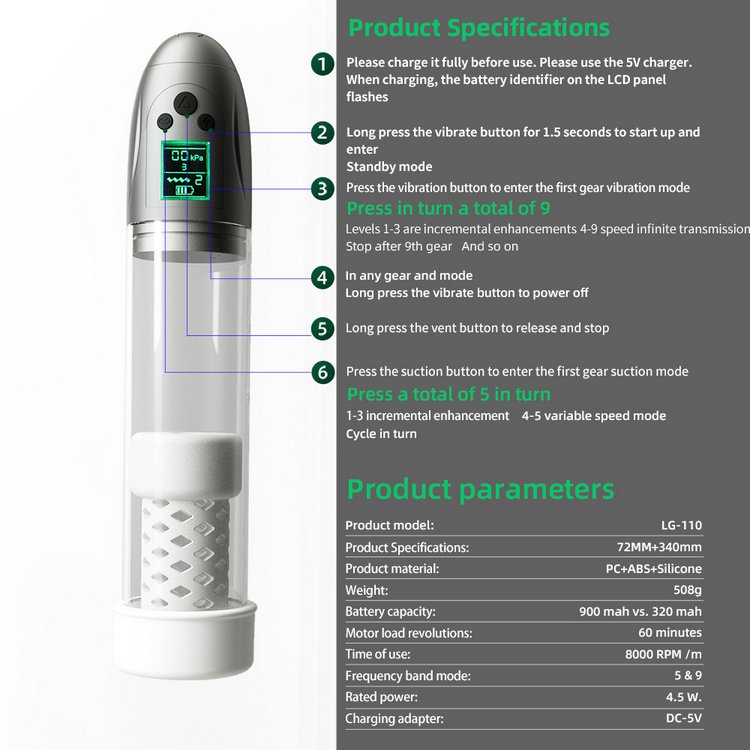 M&aacute;y tập dương vật Luoge LG110 5 chế độ h&uacute;t nhả tự động