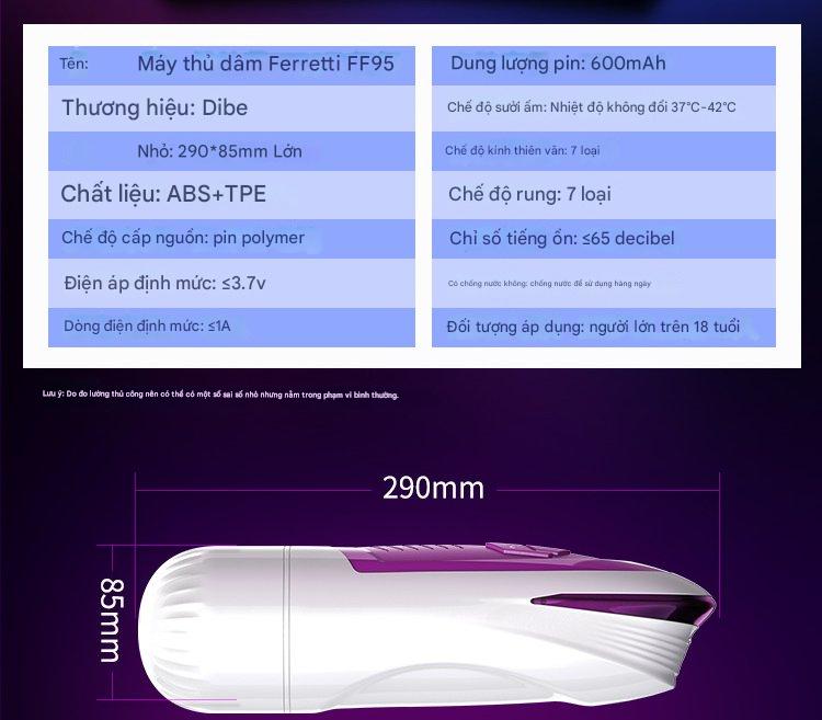 Máy thủ dâm Faradi FF95 có chức năng làm nóng thông minh 37–42 độ và rung đa chế độ