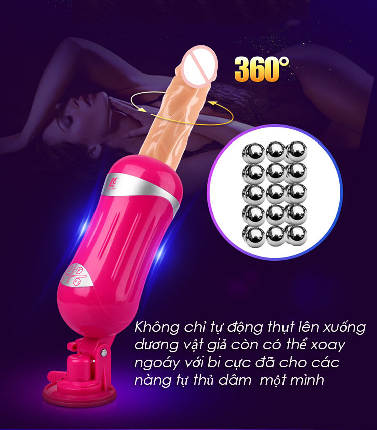 M&aacute;y thủ d&acirc;m Easy Love rung thụt xoay bi &ndash; thiết kế dương vật silicone mềm mại cao