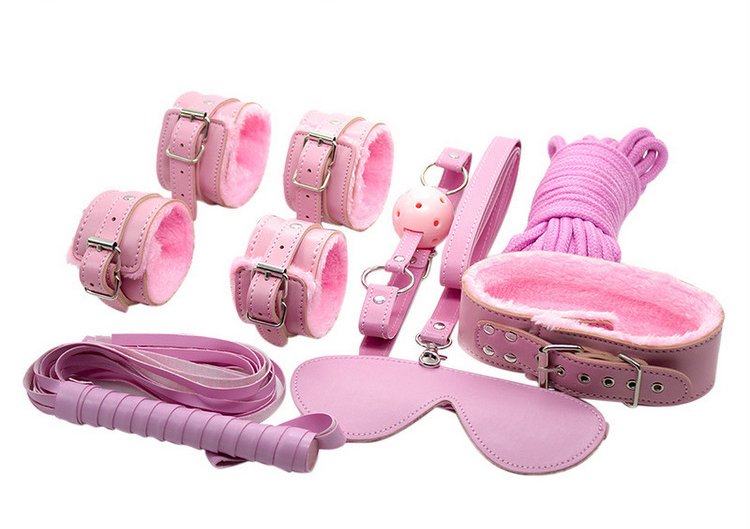 Set đồ chơi BDSM m&agrave;u hồng 7 m&oacute;n cao cấp bằng da thật v&agrave; kim loại cho cặp đ&ocirc;i
